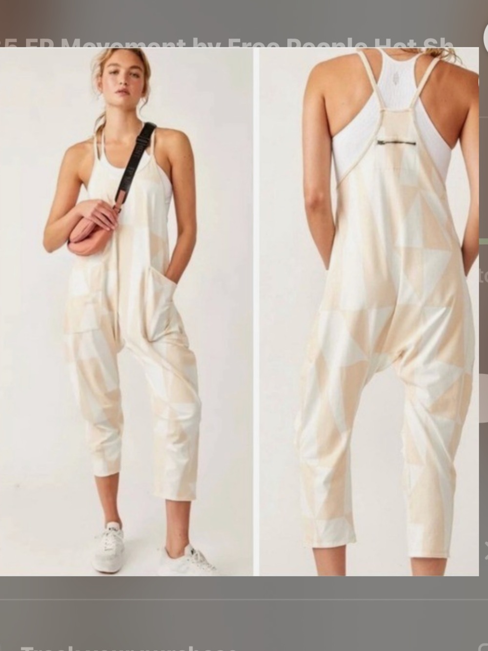 Free People Movement Hot Shot One Piece Sz S White Cream Relaxed Fit Loungewear
